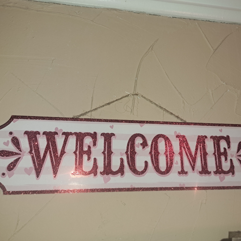 Pink Glitter Welcome Sign